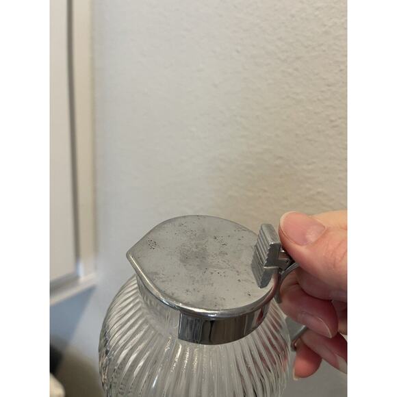 Chase Brass & Copper Co art deco glass & Chrome 4” Jubilee Syrup Pitcher Rare - Picture 5 of 10